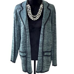 MING WANG PLUS SIZE 100% ACRYLIC HEATHER GREY CARDIGAN SZ 2X EUC